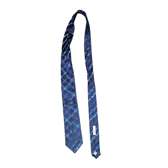 Bugatchi Made in Italy Silk Tie Navy Blue Geometric Paisley Pattern 100% Silk - Picture 5 of 7